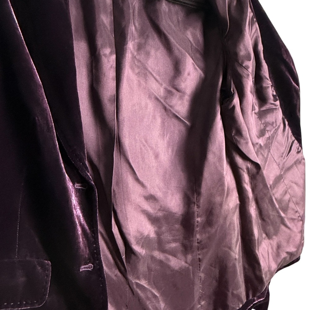 Y2K Silk Blend Velvet Blazer Plum Romantic Boho Luxury Goth Two Button Size 12 - Picture 7 of 8